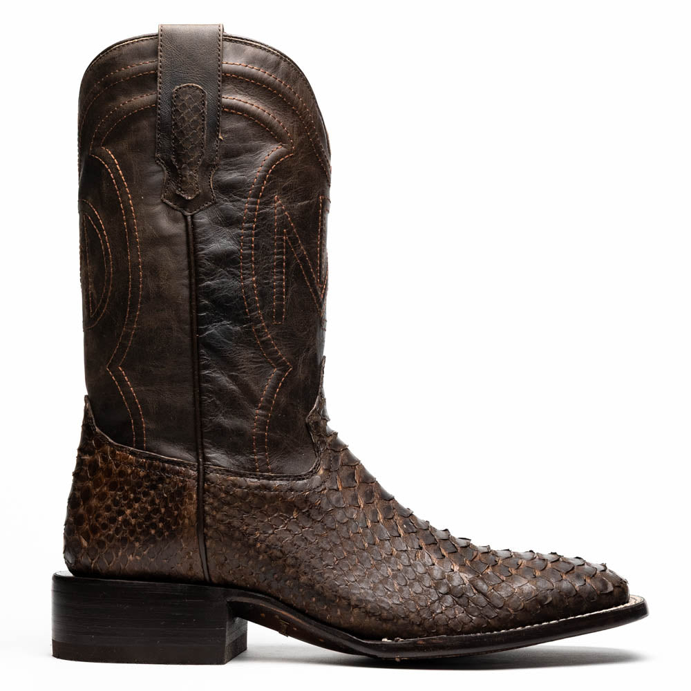 Marco Di Milano Missouri Brown Python Square Toe Cowboy Boots