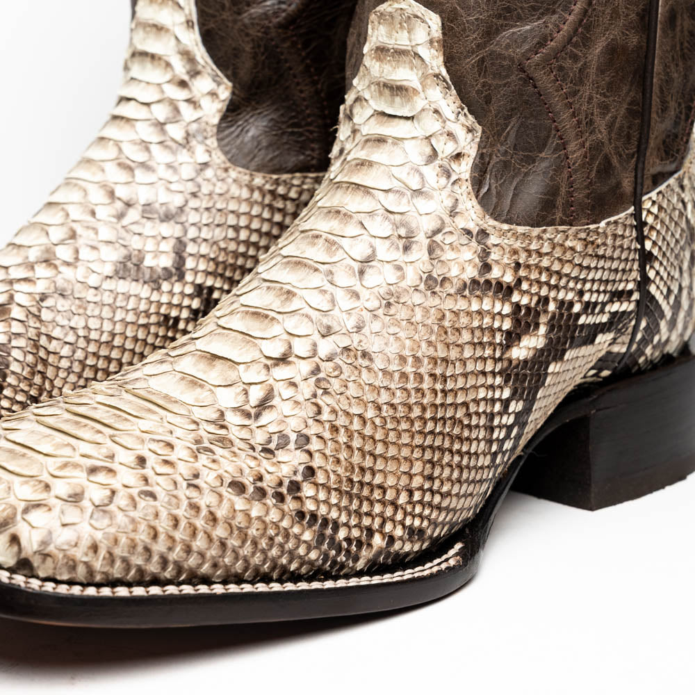Marco Di Milano Missouri Natural Python Square Toe Cowboy Boots