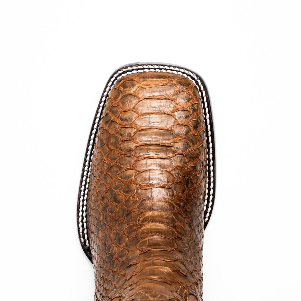 Marco Di Milano Missouri Cognac Python Square Toe Cowboy Boots