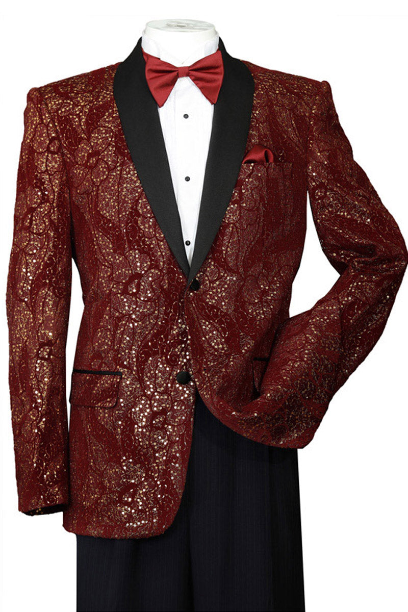Paisley Glitter Burgundy 2 Button Tuxedo