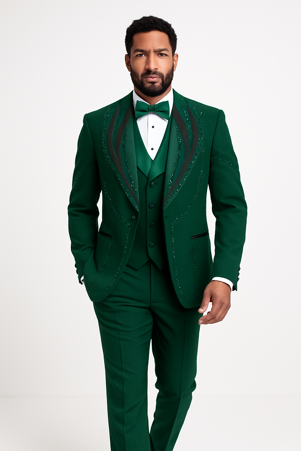 Italian Wool Hunter Green Modern Fit 3-Piece Tuxedo