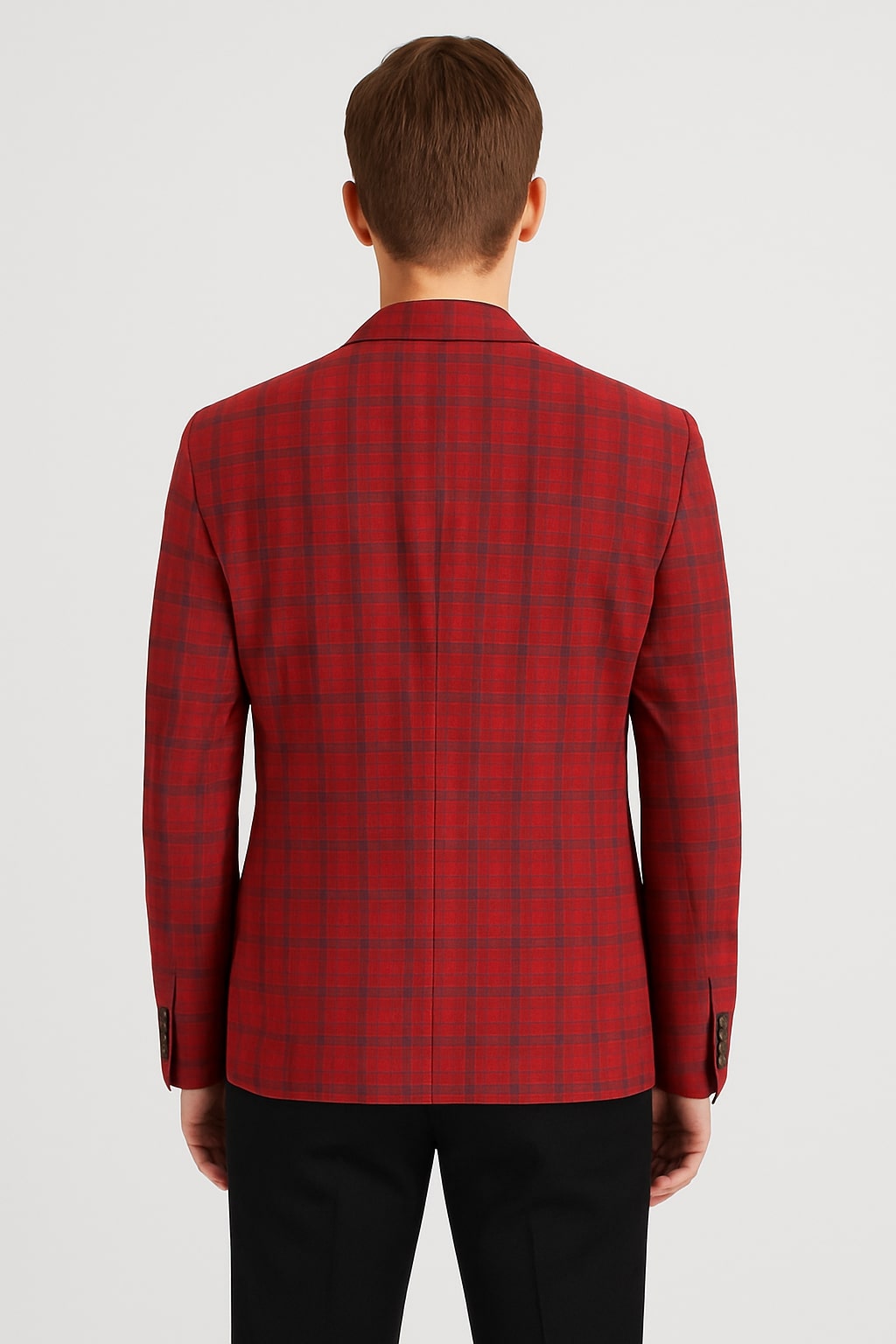 Modern Red Plaid Tartan Windowpane Blazer