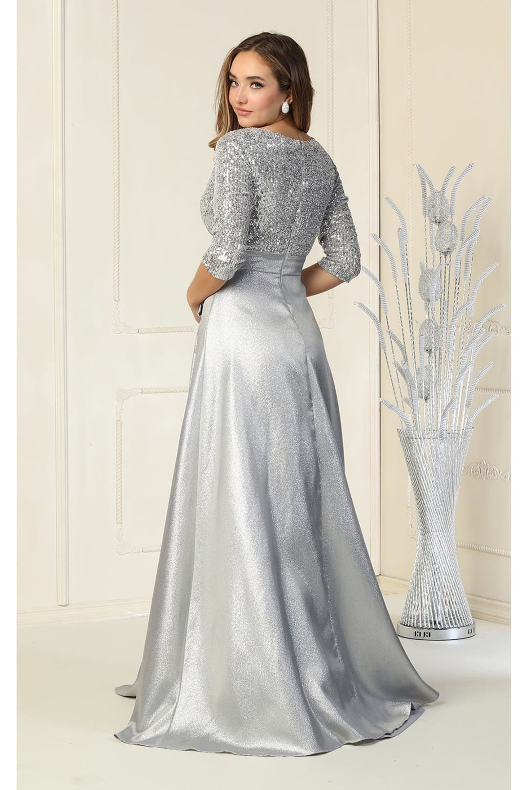 Short Sleeve Mother of the Groom Dress with Slit