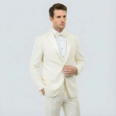 Ivory Tuxedo with Satin Notch Lapel β Wedding and Prom