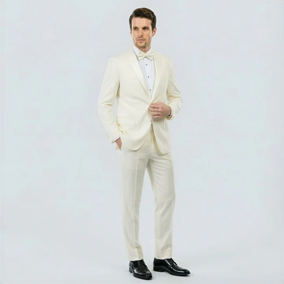 Ivory Tuxedo with Satin Notch Lapel β Wedding and Prom