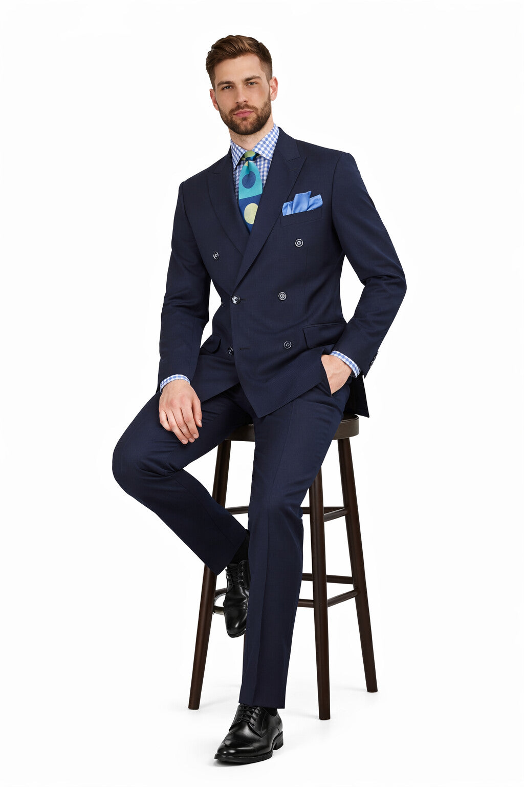 Apollo King Men's 2pc Double Breasted Outlet Suit Pleated Pants