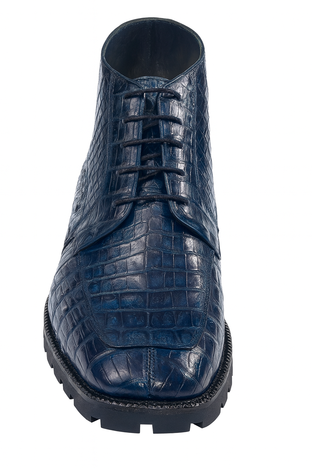 Navy Caiman Crocodile Ankle Boot by Los Altos