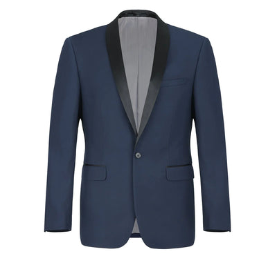 Men's Slim Fit 2-Piece Navy Shawl Lapel Tuxedo Suit