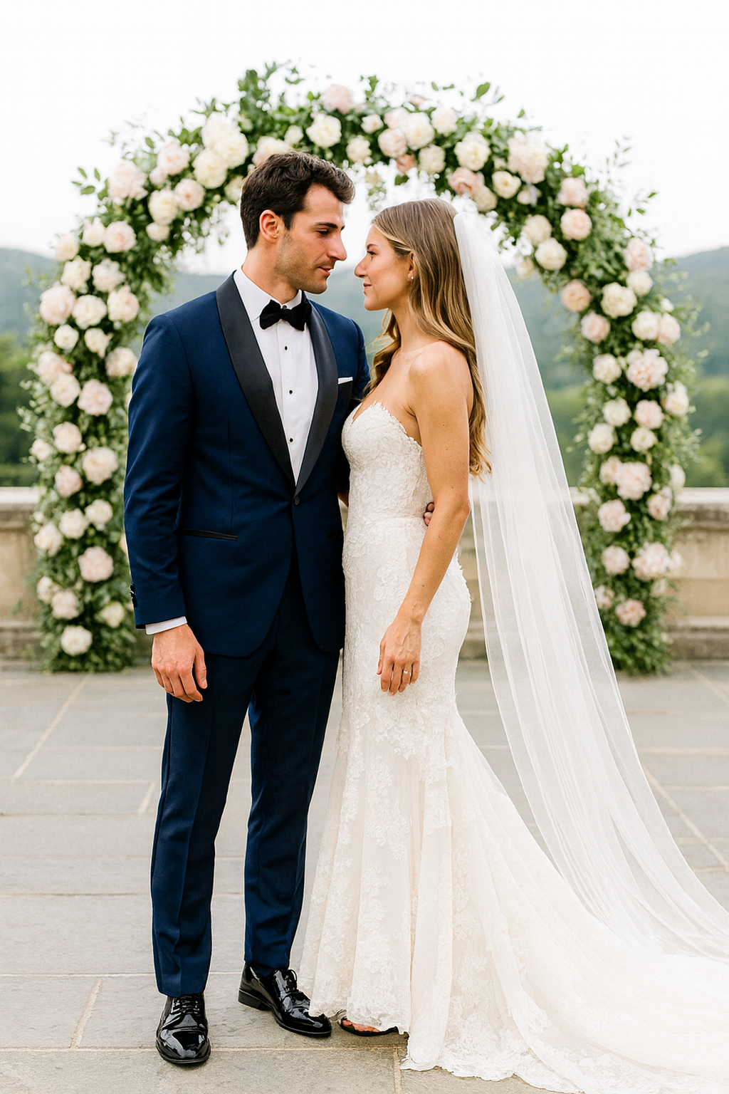 Navy Midnight Blue Tuxedo With Black Shawl Lapel Slim Fit - Wedding - Prom