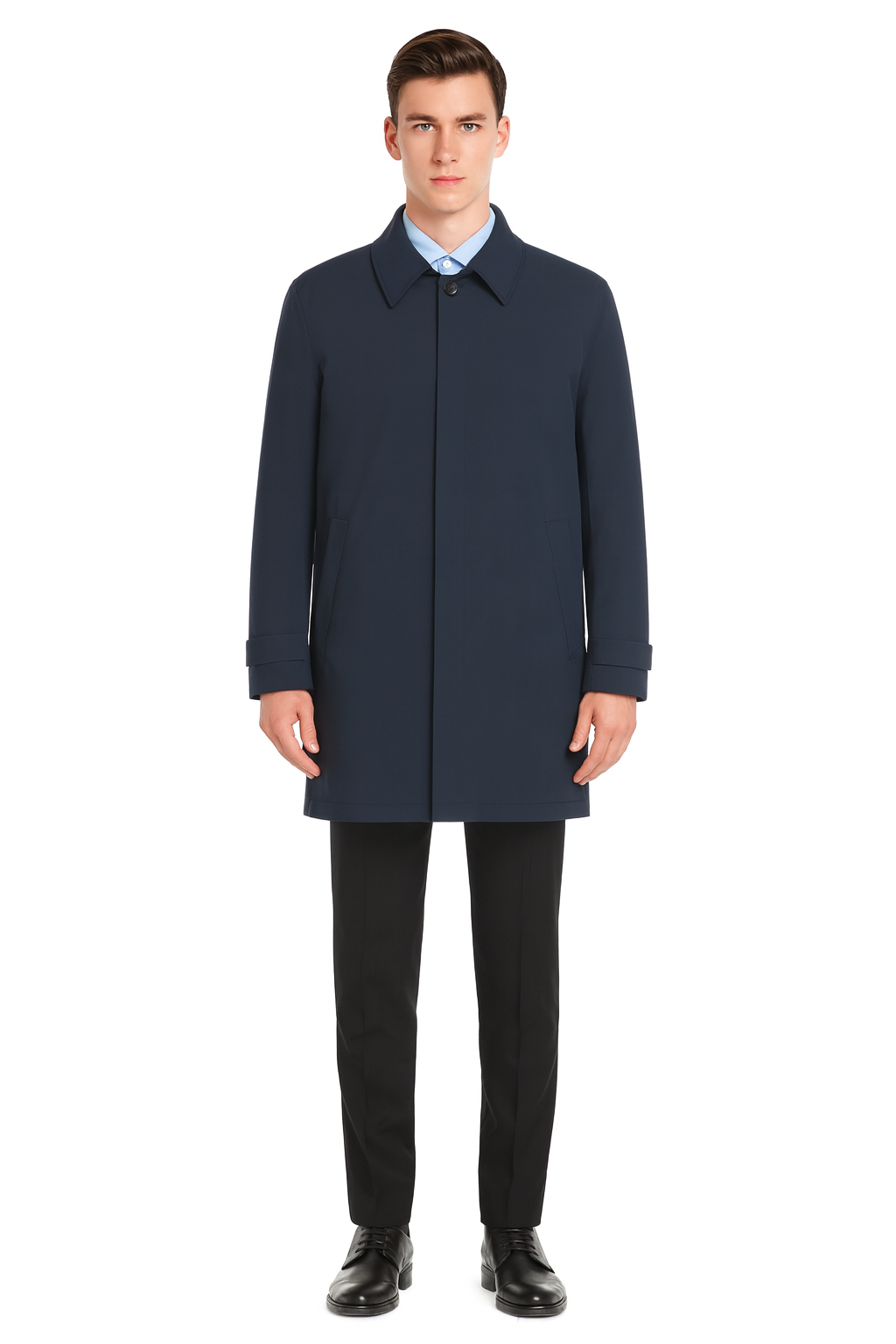 Nylon Raincoat with Removable Liner - Navy Blue