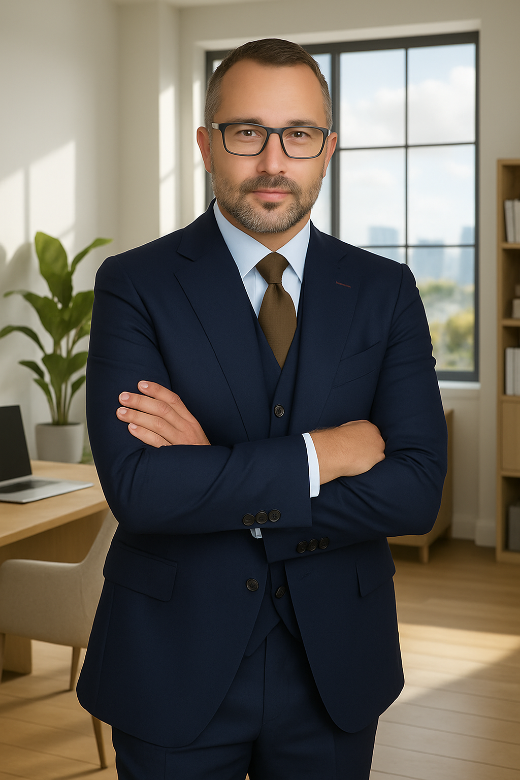 Italian Wool 3-Piece Herringbone Suit