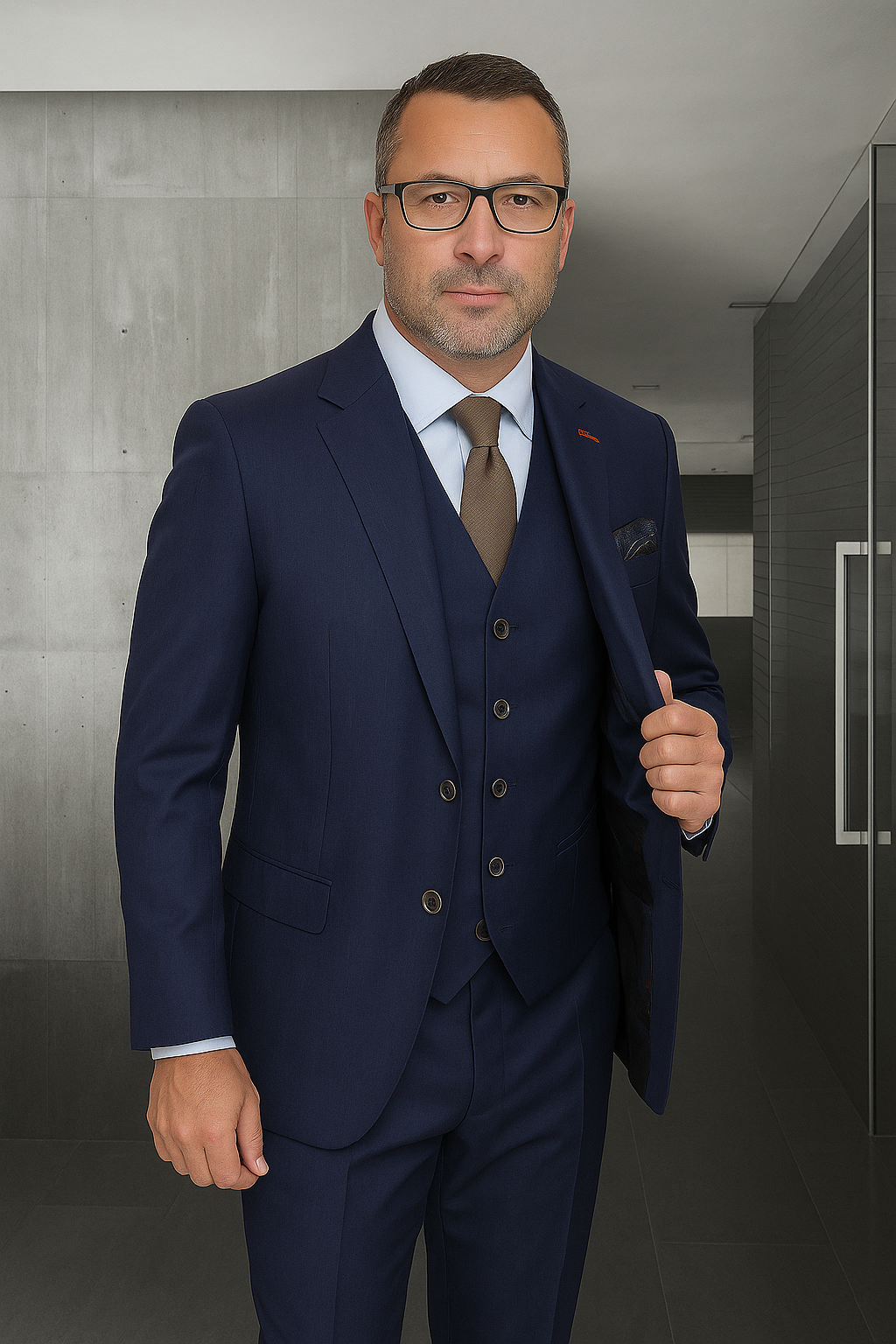 Italian Wool 3-Piece Herringbone Suit