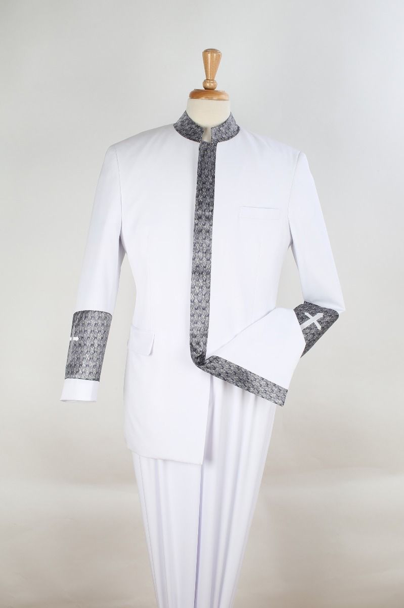 Apollo King Men's 2pc Nehru Style Suit Pastor Suit