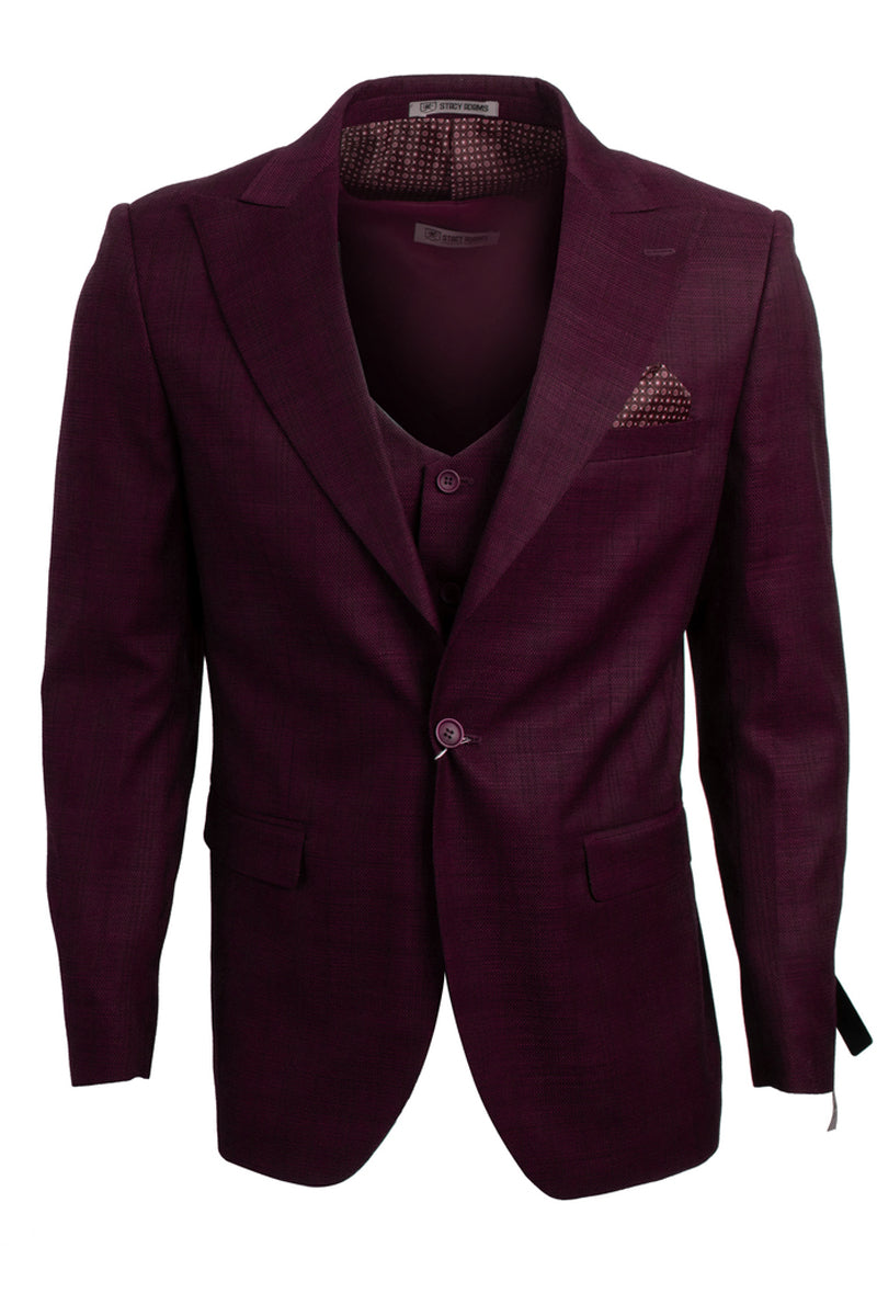 Stacy Adams Glen Plaid Burgundy Suit
