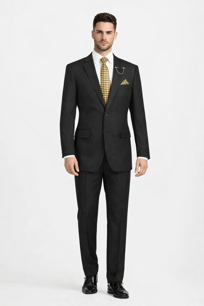 Nola Collection Black Regular Fit Suit by Vinci