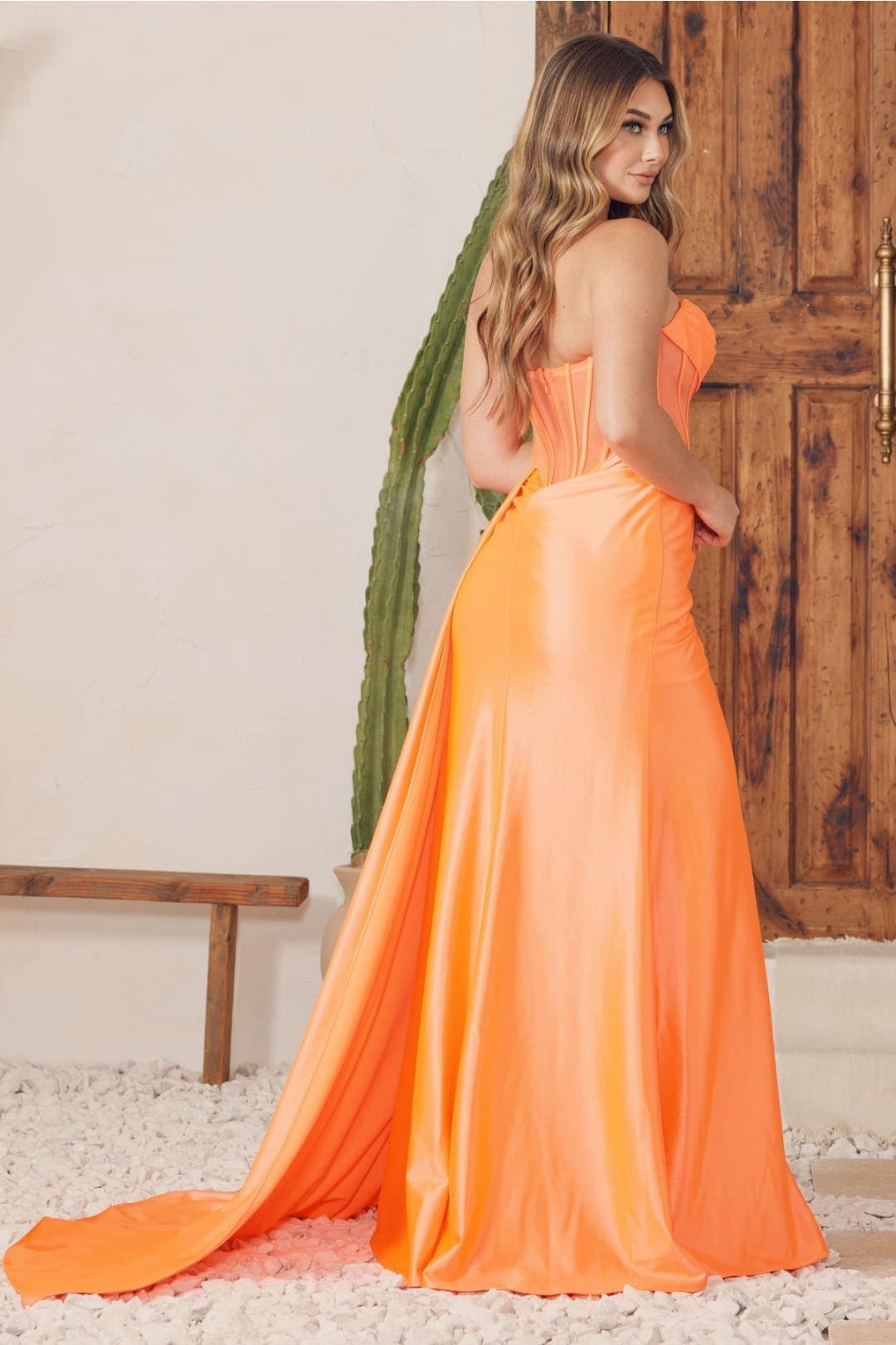 Nox Anabel E1237 Cowl Neck Bustier Slit Classy Long Prom Evening Dress