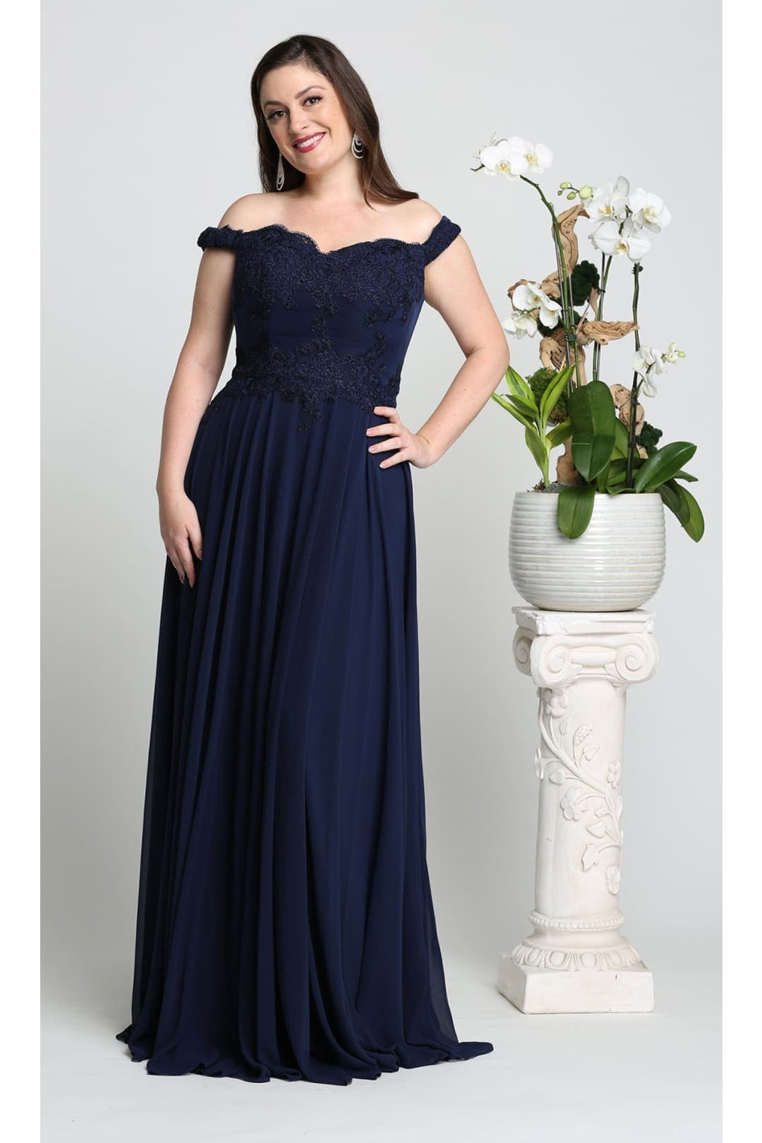 Plus Size Long Evening Gown Maxi Formal Dress for Women By May Queen MQ1644