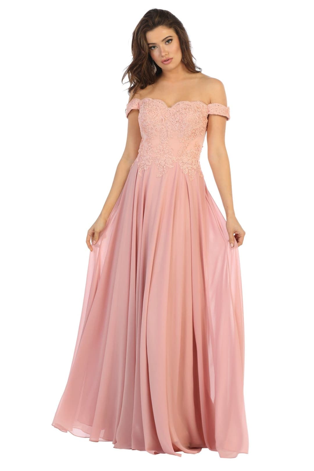 Off The Shoulder Evening Dress Long A-Line Gown & Plus Size by MQ1644