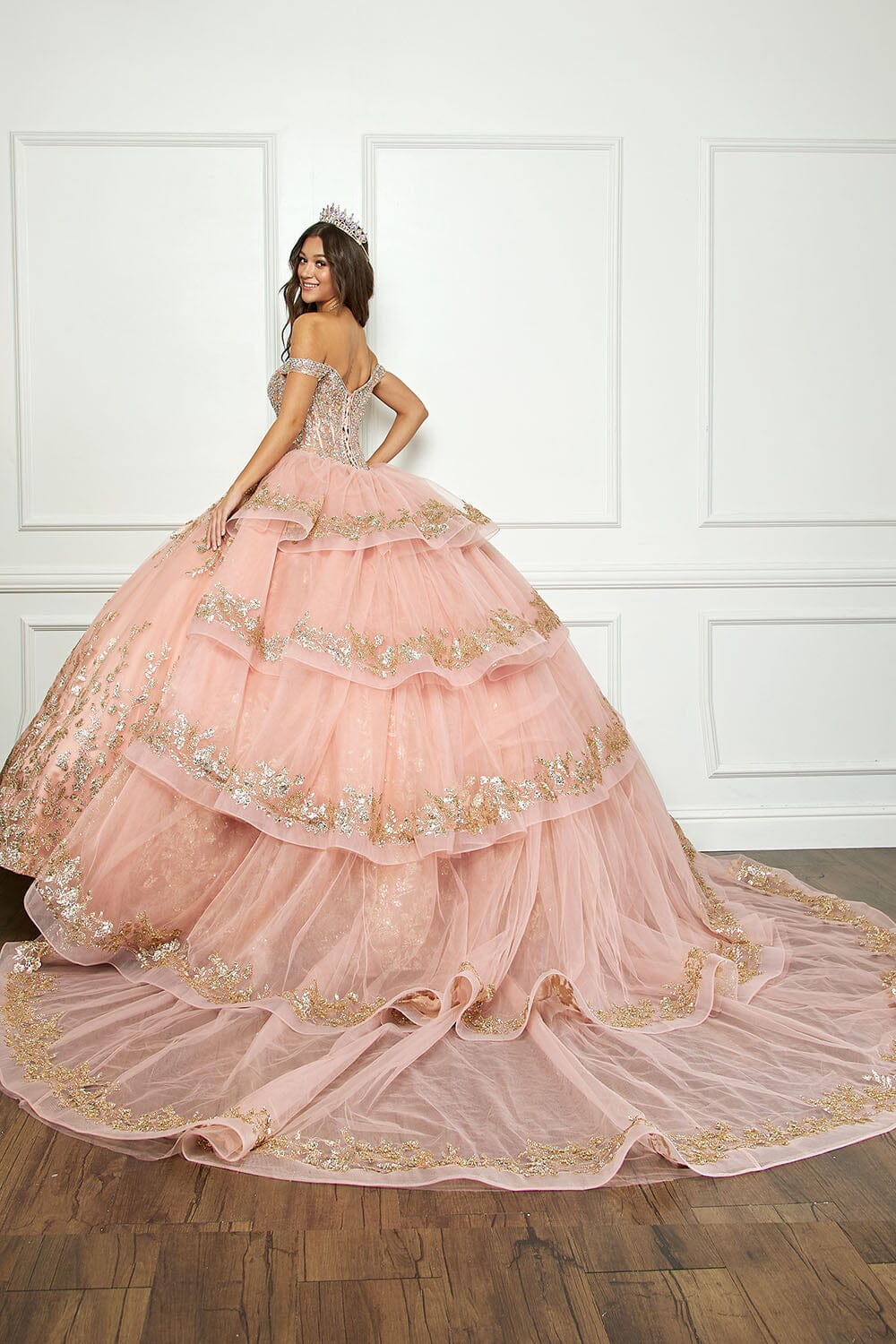 Off Shoulder Puff Sleeve Ball Gown by Bella Princess PQ1041