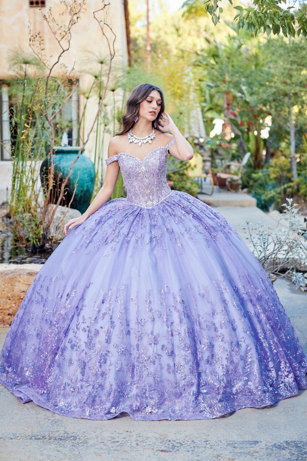 Off Shoulder Puff Sleeve Ball Gown by Bella Princess PQ1041