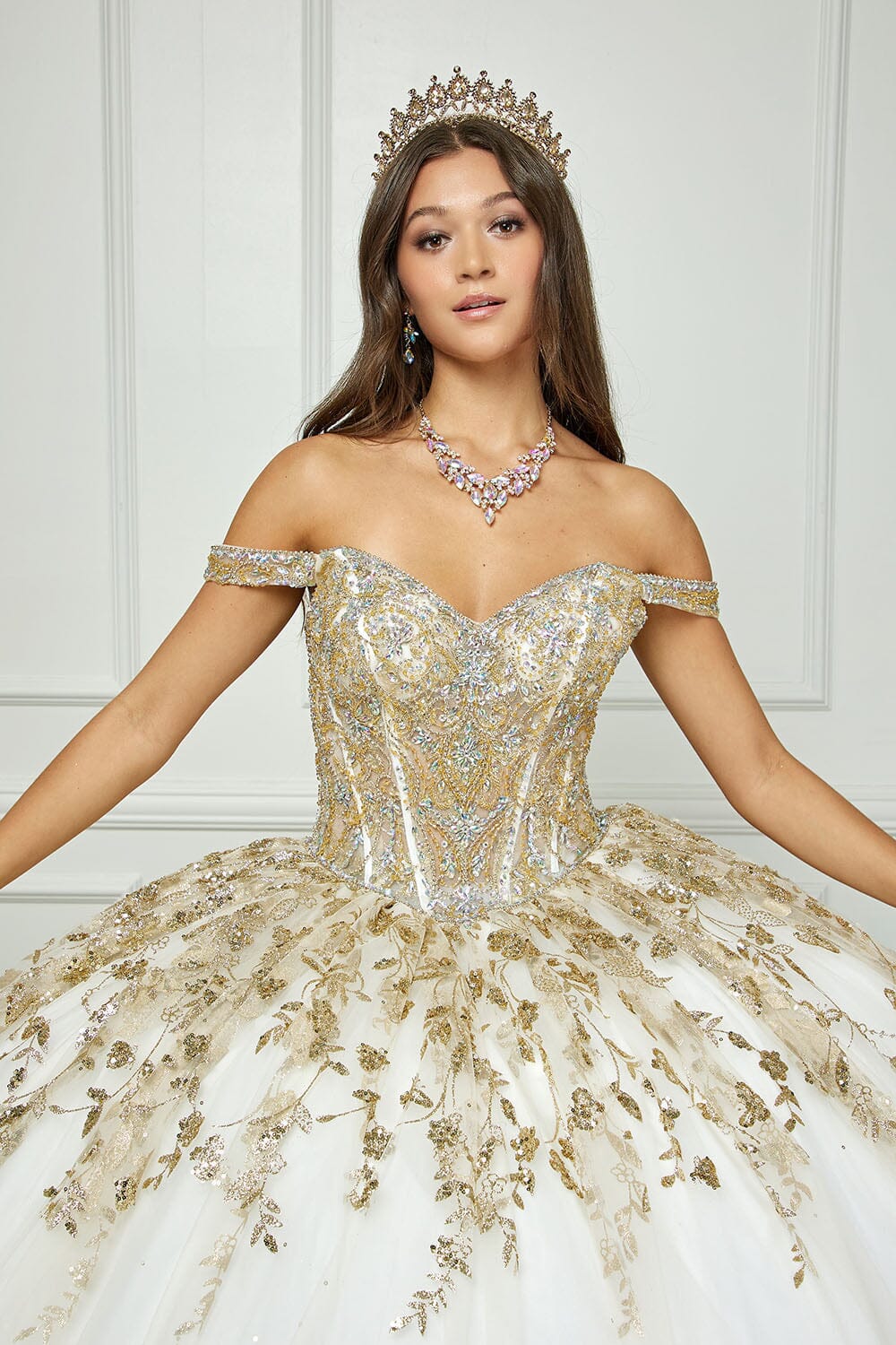 Off Shoulder Puff Sleeve Ball Gown by Bella Princess PQ1041