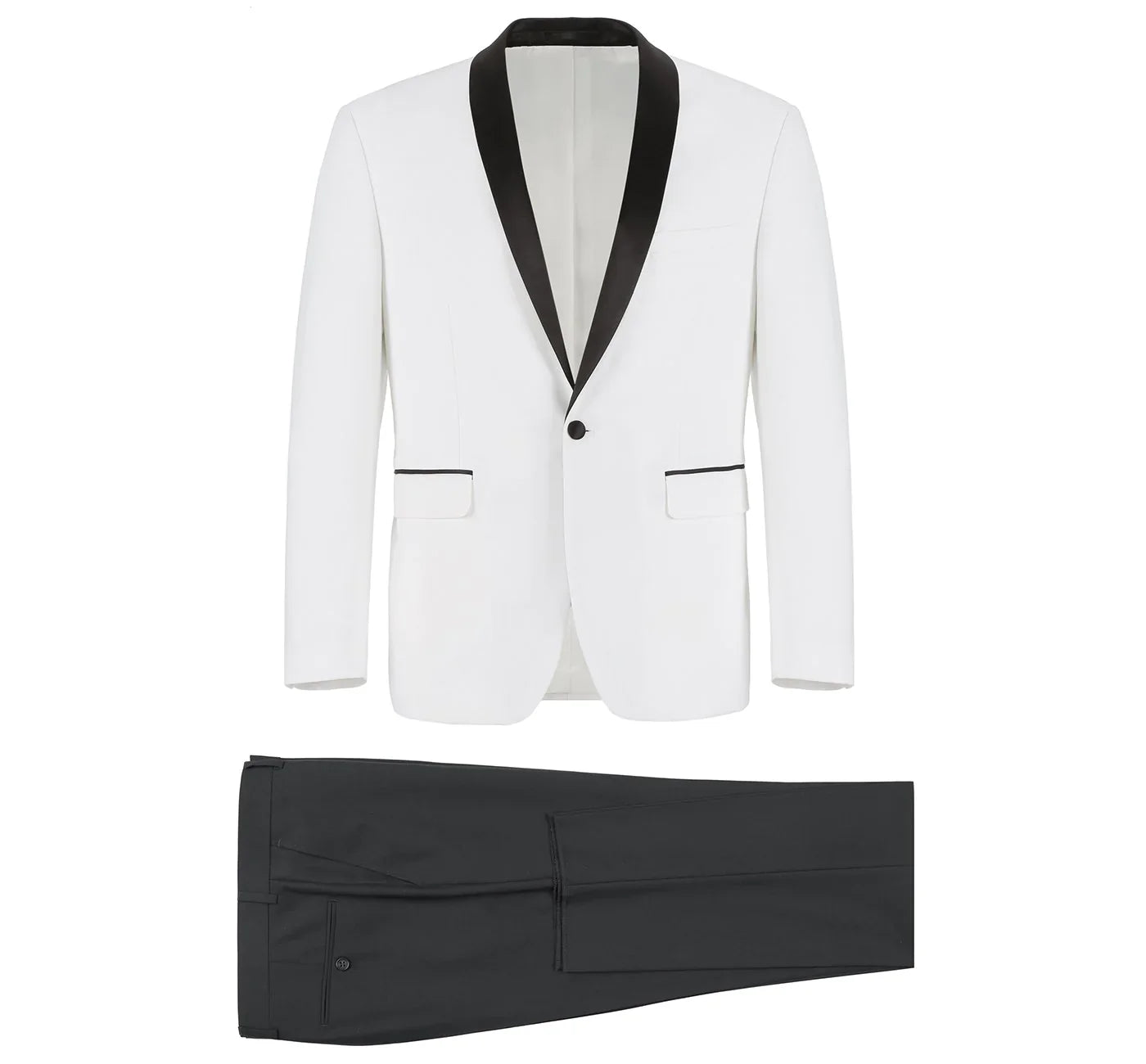 Men's Slim Fit 2-Piece Off-White Shawl Lapel Tuxedo Suit