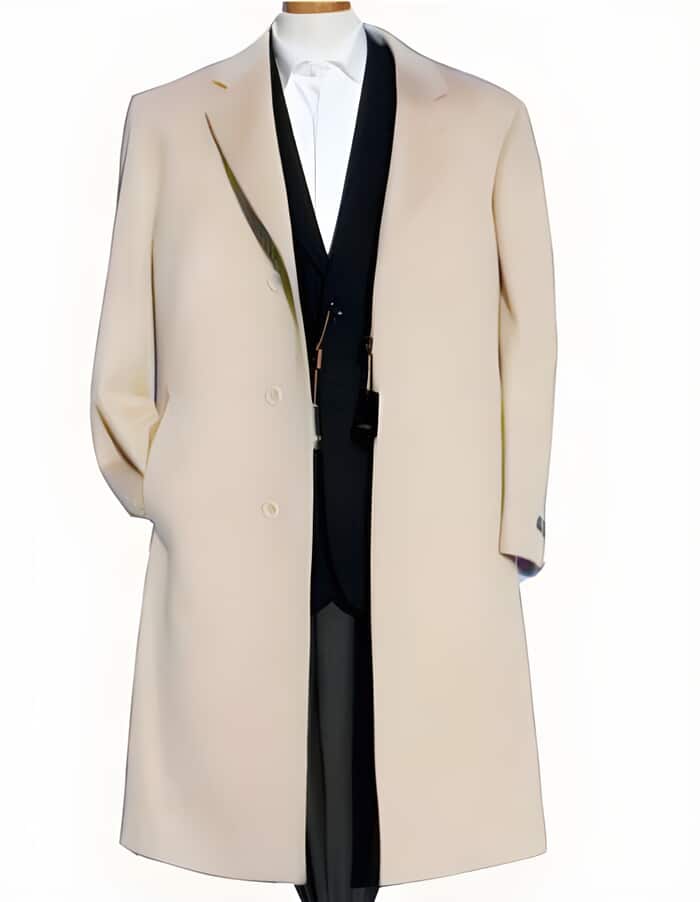 Off-White Cashmere Wool Long Men's Overcoat