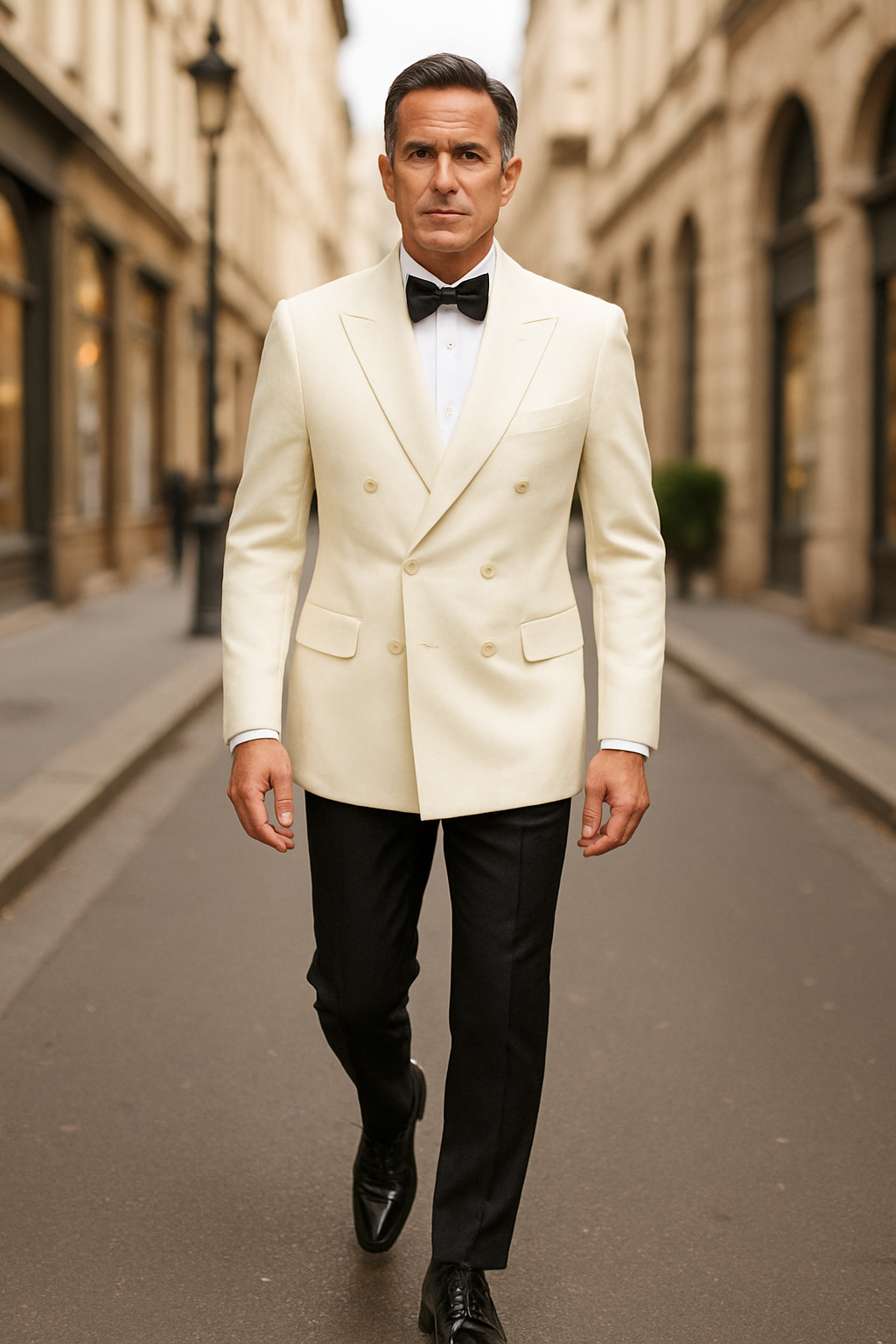 Ivory Double Breasted Tuxedo Dinner Jacket