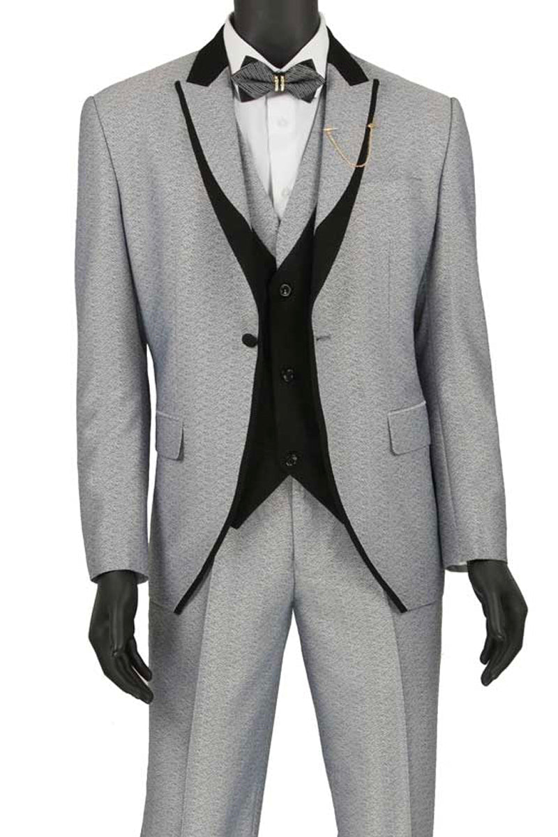 1 Button Peak Lapel Vested Tuxedo by Vinci