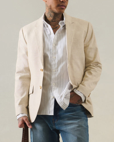 Menβs Light Tan Sport Coat β Classic Two-Button Casual Blazer for Business, Weddings & Smart Casual Wear Modern Fit Linen Fabric