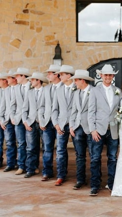 Mens Western Wedding Blazer – Light Gray Cowboy Suit Jacket for Rustic and Country Weddings