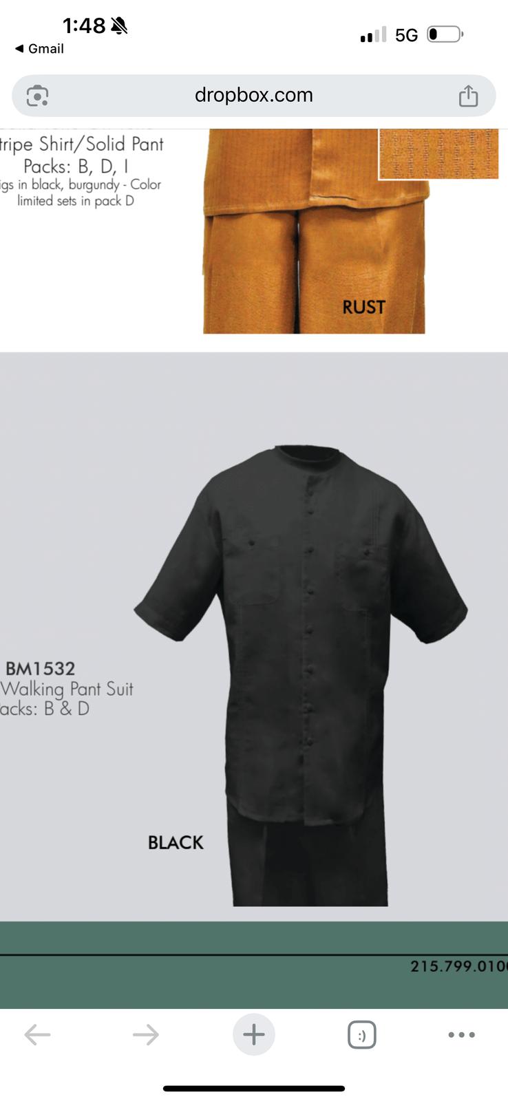 Men’s Black Banded Collar Walking Suit Set