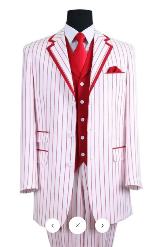 1920s White & Red Pinstripe Zoot Suit Set
