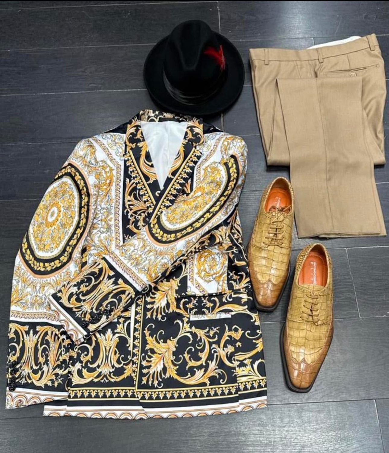 Black and Gold Baroque Outfit Set for Men