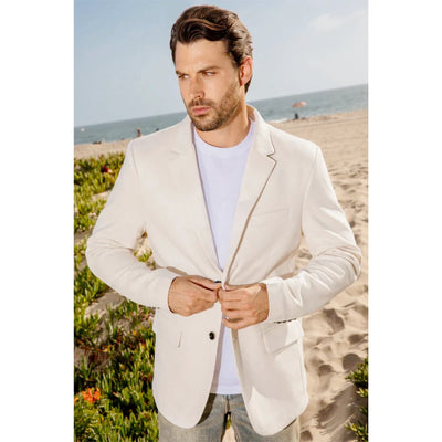 Menβs Off White Casual Blazer β Classic Western Style Lightweight Summer Cowboy Jacket Casual Ivory Cream Color