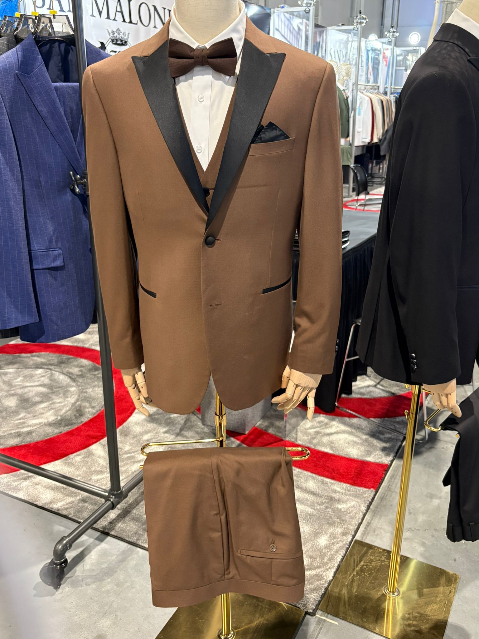 Men’s Light Brown Tuxedo with Black Satin Lapel