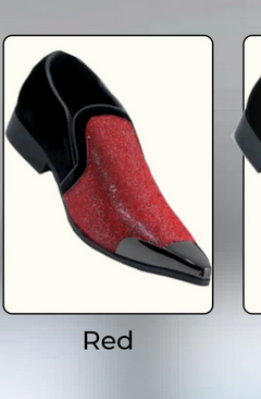 Red Glitter Tuxedo Loafers with Patent Toe
