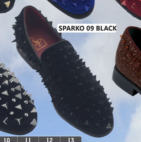 Sparko 09 Men’s Black Studded Slip-On Loafers