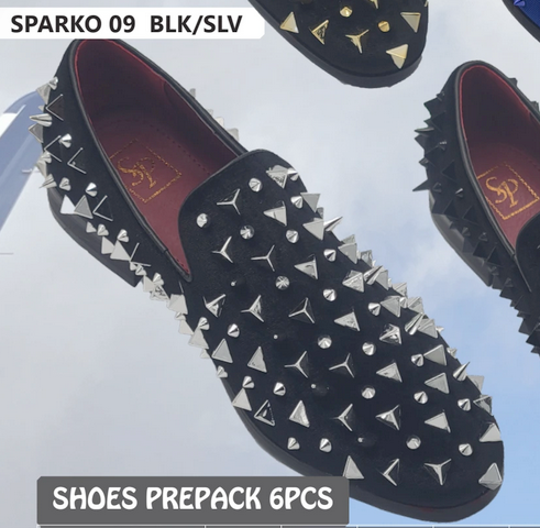 Black Studded Loafers with Silver Spikes