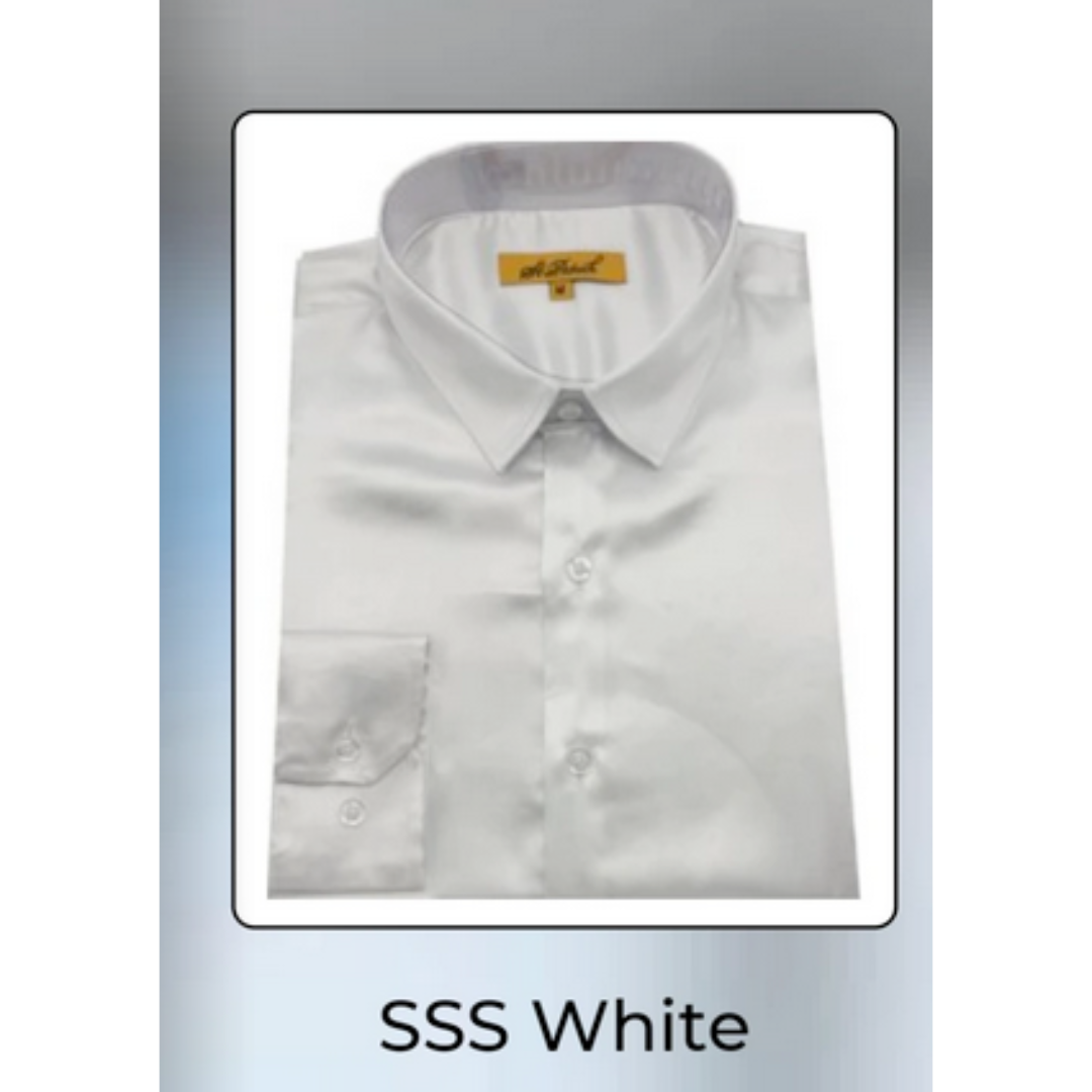 Men’s White Satin Long Sleeve Formal Shirt