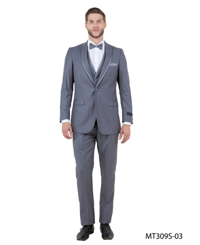 Men's Medium Grey Western 3-Piece Tuxedo Suit with Vest β Cowboy Style Formal Country Outfit
