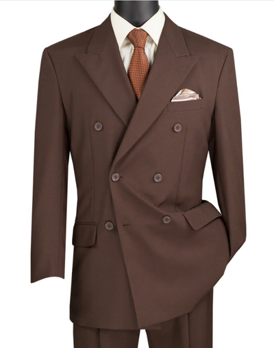 Menβs Brown Vintage Double Breasted Suit, Classic 1940s Style Formal Wedding Business Suit Set