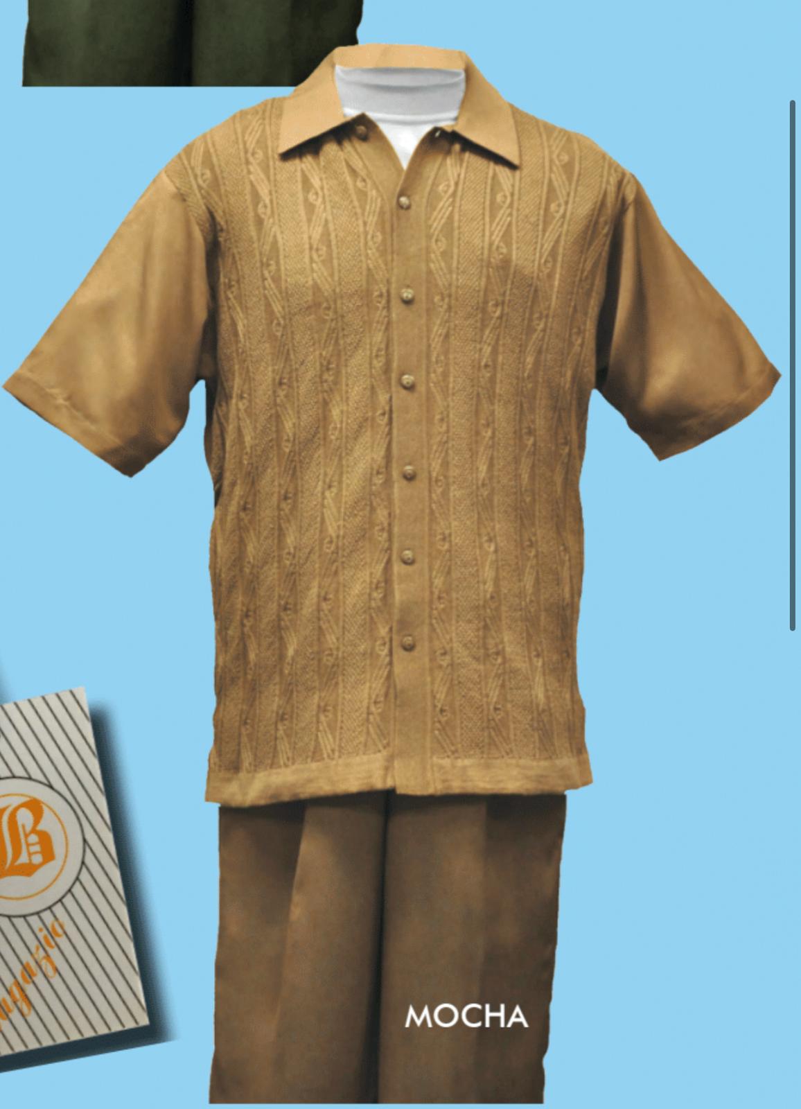 Mocha Brown Knit Walking Suit for Men-Two Piece Set