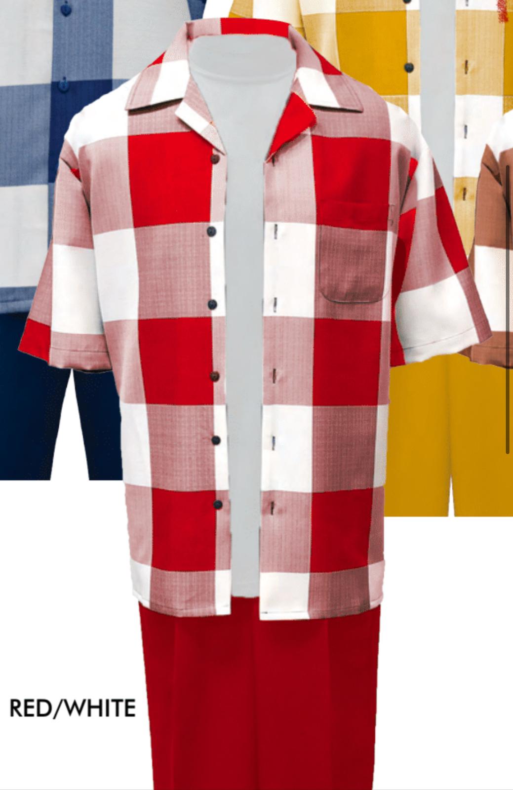 Red & White Checkered Short Sleeve Shirt Set