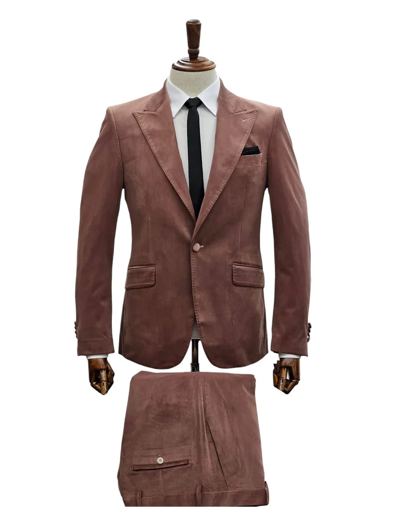 Mauve Velvet Ultra Slim Suit for Men