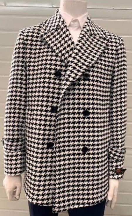 Men’s Houndstooth Double-Breasted Overcoats