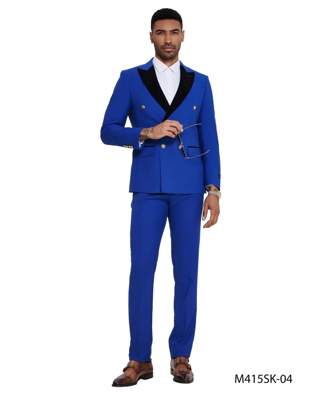 Royal Blue Double-Breasted Slim Fit Tuxedo Suit