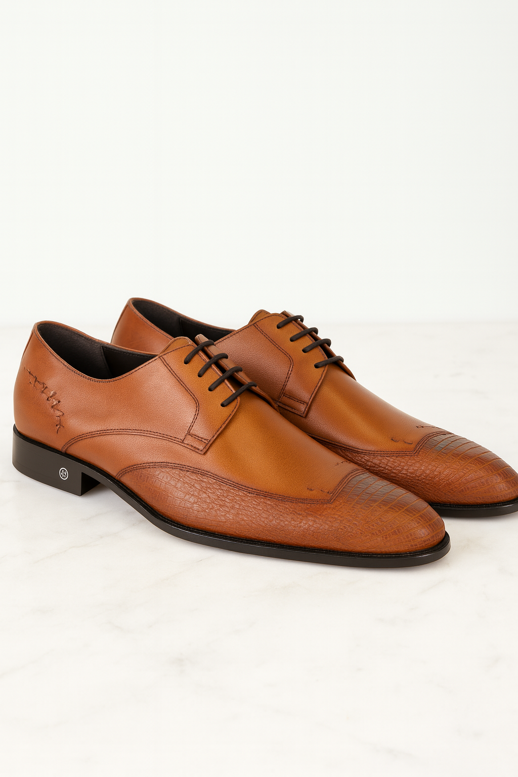 Vestigium Cognac Ostrich Leg Derby Shoes
