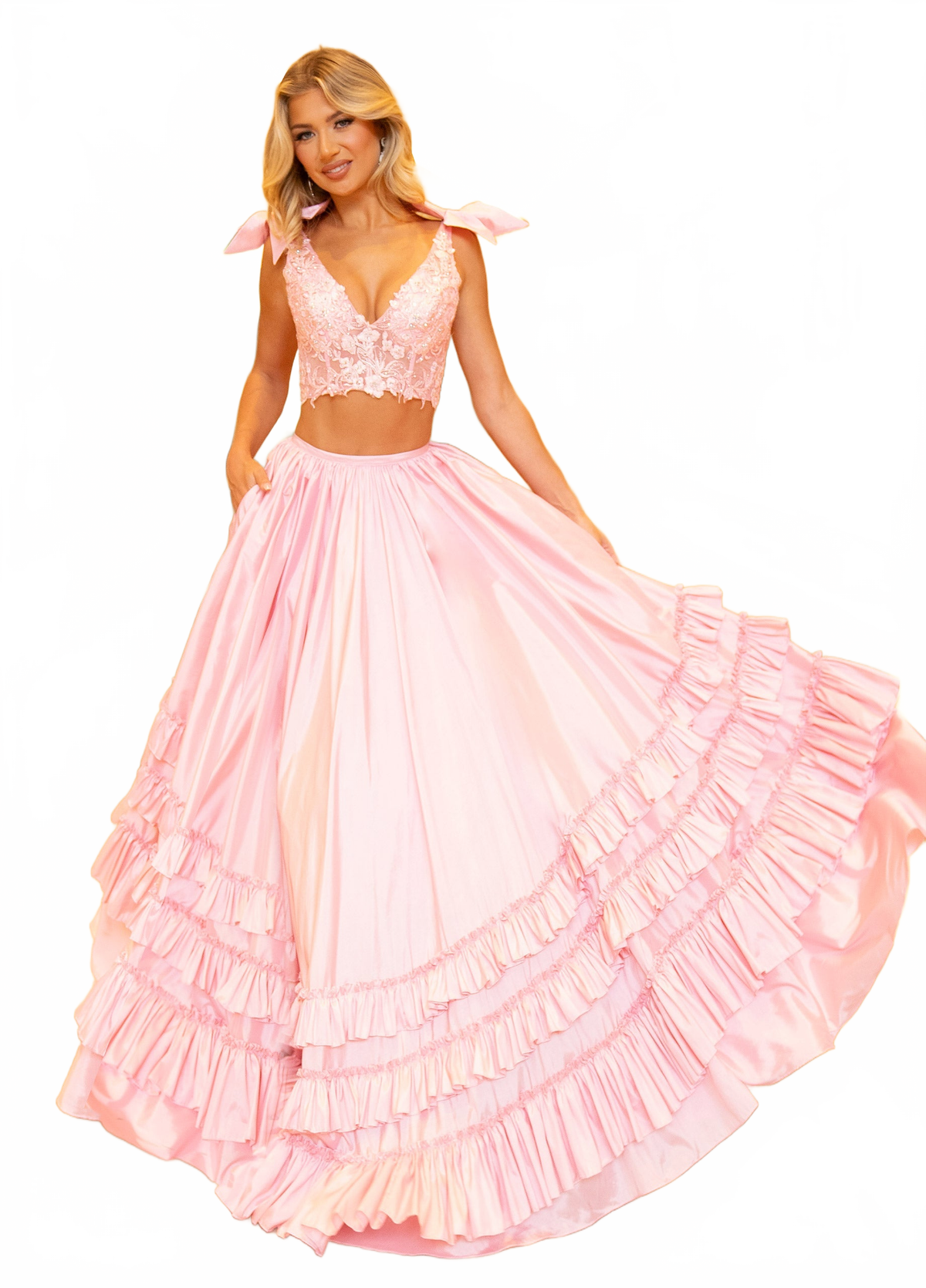 Rachel Allan 70718 Taffeta Sleeveless 2-Piece Gown