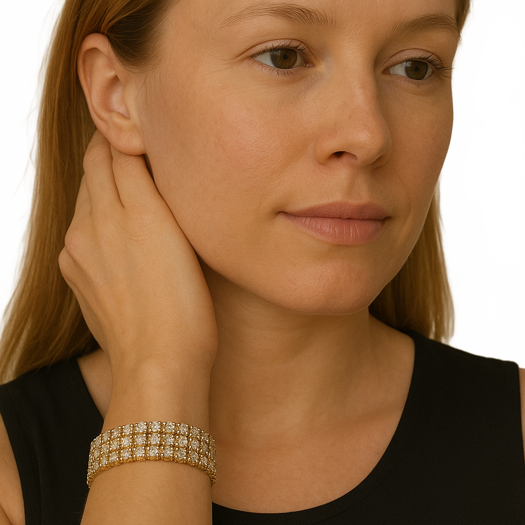 Gold Paved Encrusted Rhinestone Bracelet | Formal Dresses Accessories